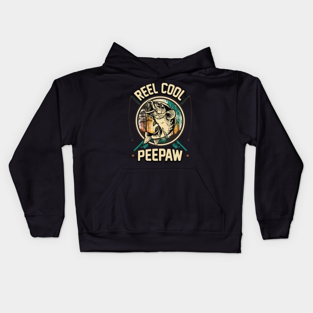 Reel Cool Peepaw Fishing Gift Kids Hoodie by ryanjaycruz